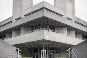 National Theatre, London, concrete building with very symmetric and geometric aesthetic. Example of brutalist architecture