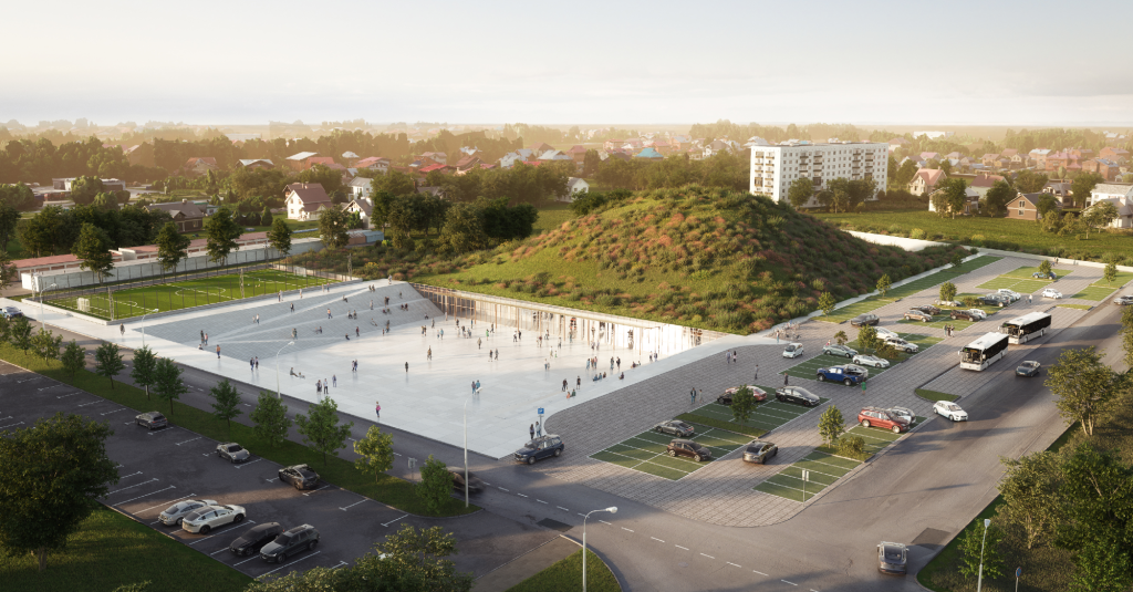 RMJM Milano has designed a Sports Hall in Žatec inspired by Říp Mountain – a high, solitary hill in the Czech Republic